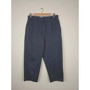 LL Bean Women's Original Fit Crop Pants Navy Blue Size 14 Cotton Blend‎